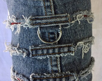 Size X Small- Distressed Denim -Dog Harness Vest-Dog Harness-Dog Jacket-Harness Jacket Vest-Soft Harness-Small Dog-Cat-Recycled-Upcycled