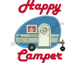 Happy Camper Applique Embroidery Design