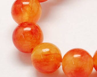 Orange red natural stone 8 mm Agate bead