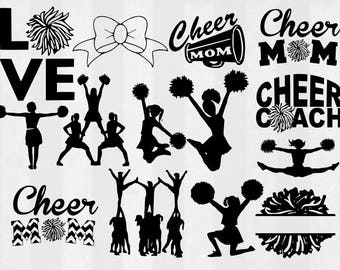 Cheerleader SVG Bundle, Cheer clipart, Cheer cut files, cheer mom svg, Cheer svg files for silhouette, files for cricut, cuttable design