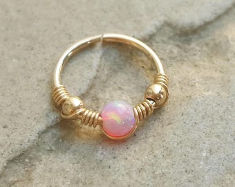 Nose Ring gold,18g Nose Ring,Nose ring hoop,20g nose ring,opal nose ring,gold nose ring,small nose ring,thin nose ring,nose ring jewelry