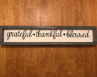 Grateful, Thankful, Blessed Sign, Housewarming Gift, Rustic Home Sign - Home Decor Sign - Wall Art - country decor - wood sign - fixer upper