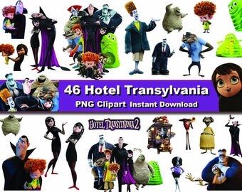 46x Hotel Transylvania Cartoon Clipart PNG printable Digital Graphic Instant Download