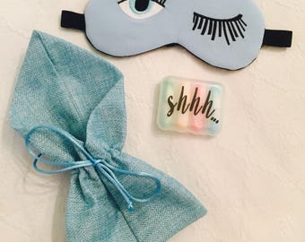 Sleep mask & Ear plug set - blue