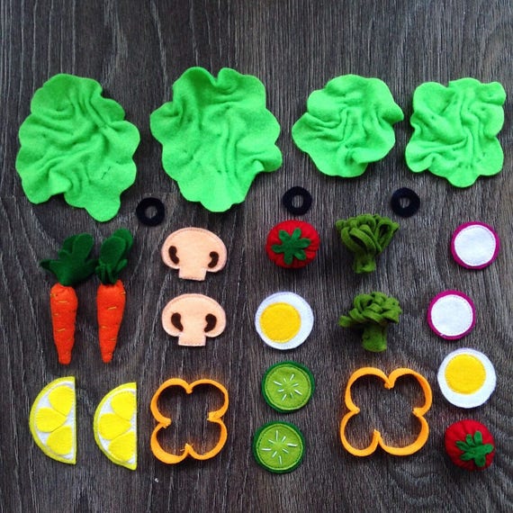 Play food felt salad veggies felt vegetables