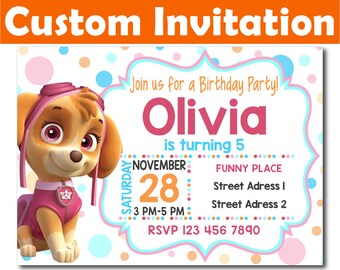 SALE -50%: Personalized Paw Patrol Invitation, Paw Patrol Birthday Invitation, Paw Patrol invitation, Paw Patrol Digital Invitation, Patrol