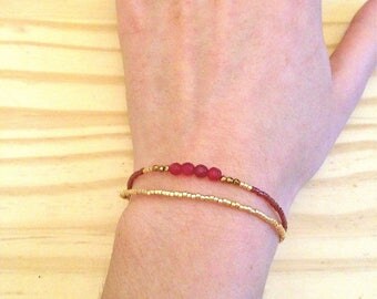 ELIA - pink agate - copper Hematite and miyuki Beads Bracelet