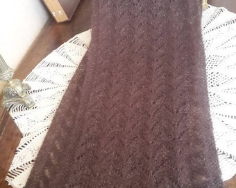 MARRON SCARF HANDKNITTED mohair and silkd
