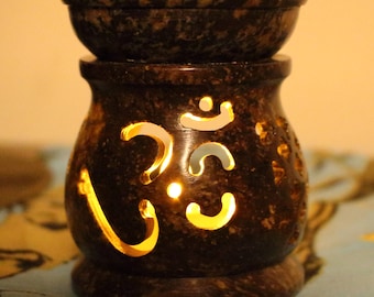 Om Soapstone Oil Burner, Soapstone Oil Warmer, Oil Diffuser, Tealight Oil Warmer, Aroma Lamp