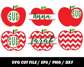 Apple Monogram svg, Monogram svg, Teacher svg, Apple svg, clipart svg eps png dxf - Fabric Cut Print Mug Shirt Decal Active
