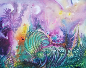 11" x 14" Acrylic Painting, Alien Landscape