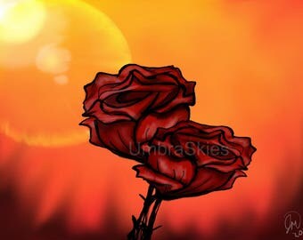 Roses Sunflare Art Print Decor