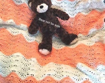 Crocheted Baby Blanket Chevron Baby Blanket, Stroller Blanket Baby Gift, Swaddling Blanket Newborn Blanket, Baby Girl Blanket Shower