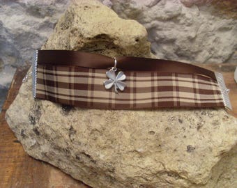 Bracelet double Ribbon with four feuillles clover