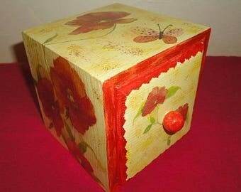 Jewelry box wood with 1 drawer with 3 compartments