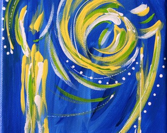 Blue, Yellow, Abstract Painting, Original Art, Acrylic Painting, Art, Fine Art, Contemporary Art, Modern Art, Art Decor, Wall Art, 6x6