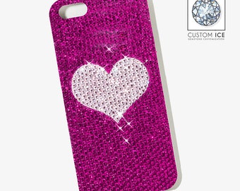 Crystal Covered Heart Device Phone Case
