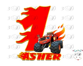 Blaze Iron On Transfer Design. Blaze Birthday Shirt Iron On Transfer. Blaze DIY Birthday Shirt Transfer. Digital File Only