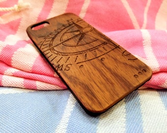 Iphone 6/6s/6+/7/7+ Custom Wood Case Laser Engraved, Compass. You can personalize your case!!