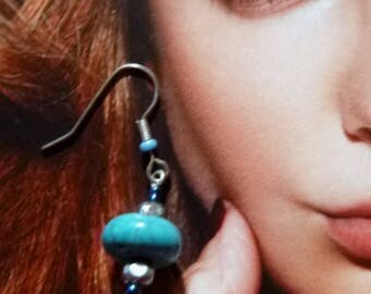 BOTC 02 rock crystal and turquoise earrings