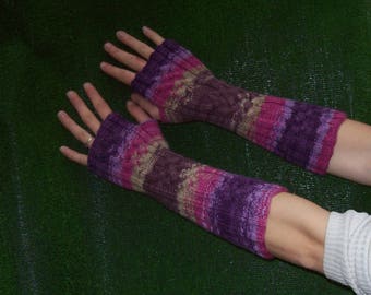 cable knitted mittens wool with pattern