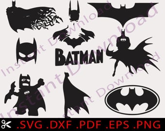 Batman SVG, Batman Svg Cut Files, Batman Svg Cricut Files, Batman Silhouette, Batman Clipart Birthday, Download Svg Png Dxf Eps Pdf Files