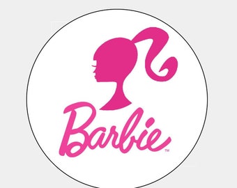 Printable and personalized Barbie name tags school stickers