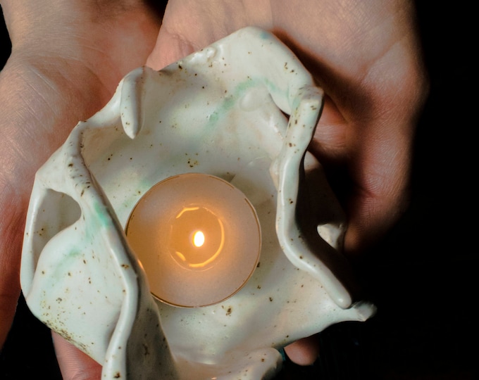 White Handmade Candlestick "Medusa" Abstract Art Ceramic Modern Art Ceramic