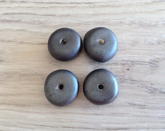 Rondelle shape tire anthracite x 4 ceramic