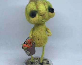 George the green pumpkin ooak art doll