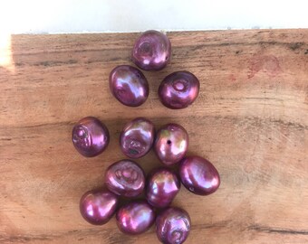 Pink Fushia Fresh Water Potato Pearl beads. 9-10mm x 9-10mm. 95 Loose Pearlsh