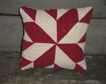 SMALL Vintage Quilt Pillow | Antique Quilt Pillow | Old Quilt Pillow | Primitive Pillow | Cupboard Tuck | Shelf Sitter | Small Quilt Pillow