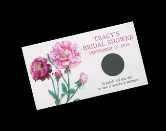 Bridal Shower Scratch Off Cards - Bridal Shower Game - Personalized - Pink Flowers
