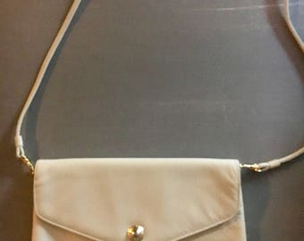 Vintage genuine leather handbag with detachable shoulder strap