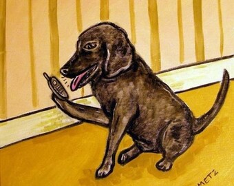 20% off Black Labrador Retriever Talkingon a Cell Phone Dog Art Tile