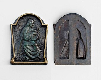 Vintage ~ DAYAGI ‘Collapsible’ BOOKEND ~ ISRAEL ~ "King David playing Lyre" Fine