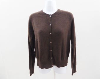 100% Cashmere Sweater Size S Brown Cardigan Womens Apostrophe 38 Chest Jumper