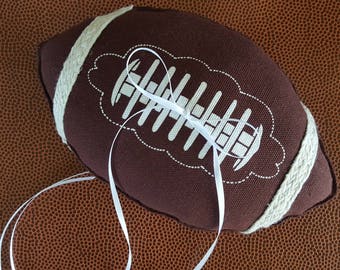 Football Ring Bearer Pillow Brown Laced Team Ring Pillow Wedding