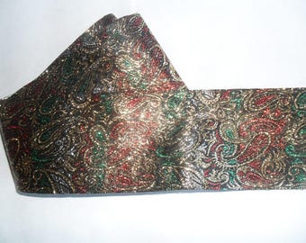 Paisley Foil Gold Red Black wide flat Ribbon