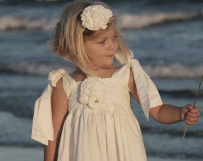 White Flower Girl Dress - Little Girls - Toddlers - Beach Wedding - Maxi Dress - Country Wedding - Boutique Clothes in sizes 3T to 8 yrs