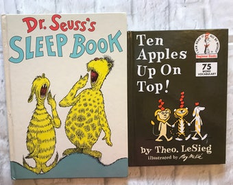 2 Vintage Dr. Seuss Books Ten Apples Up On Top And Dr. Seuss's Sleep Book, Gift, Collectible