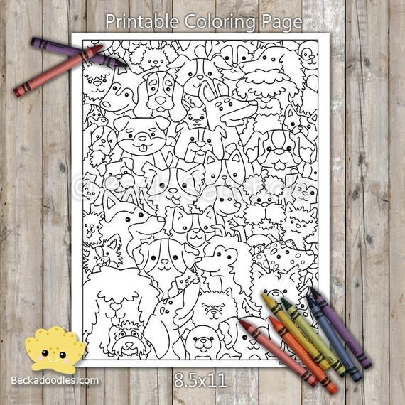 cute dogs printable coloring page