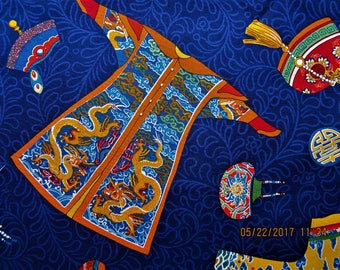 ASIAN FABRIC Empress Alexander Henry Dark NAVY Blue - 1998 Rare Exact 1/2 Yard