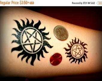Summer SALE Supernatural Sam and Dean Winchester Temporary Tattoo Protection Symbol