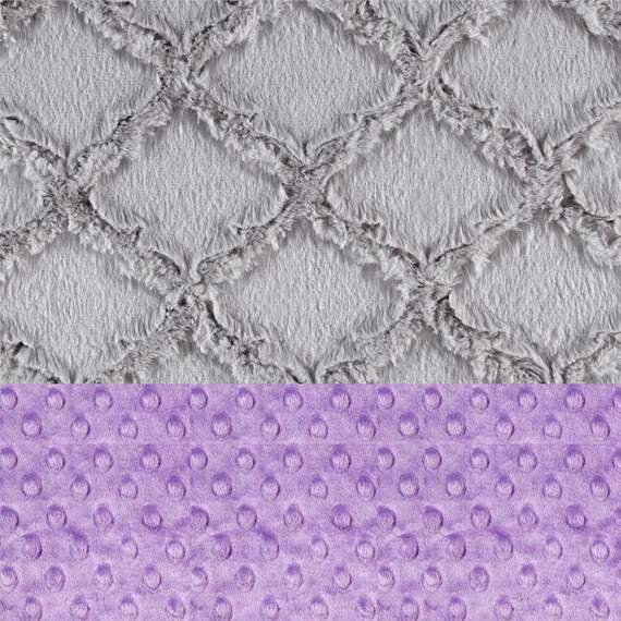 Minky Adult Blanket Personalized Blanket, Gray Purple Lilac Throw, Twin Bedding Geometric Blanket, Minky Throw Blanket, Gray Minky Throw