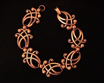 Vintage RENOIR Copper Scroll Bracelet