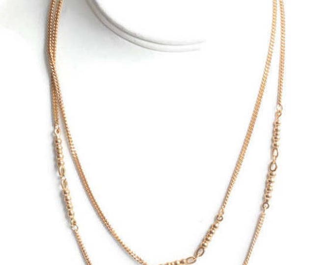 CIJ Sale Long Gold Tone Chain Necklace Fancy Links Stations Vintage
