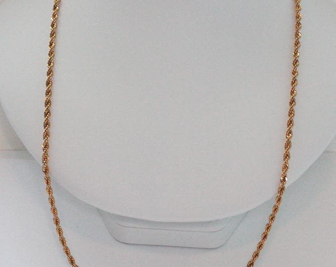 Napier Rope Twist Chain Necklace Gold Tone 24 Inch Vintage