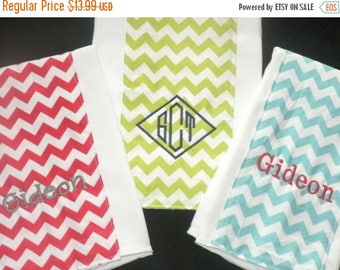 ON SALE Personalized Chevron Burpcloth Monogram Baby Burpie