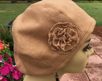 Beret or Tam in Washed Linen
